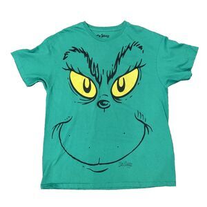 The Grinch T Shirt Mens XL Green Dr Seuss Book Film Movie Cartoon Big Face